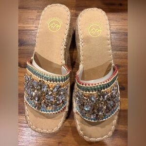 White Mountain Women's Tan Embellished Slide Sandals